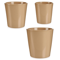 Set ghivece din ceramica bej, 3 bucati