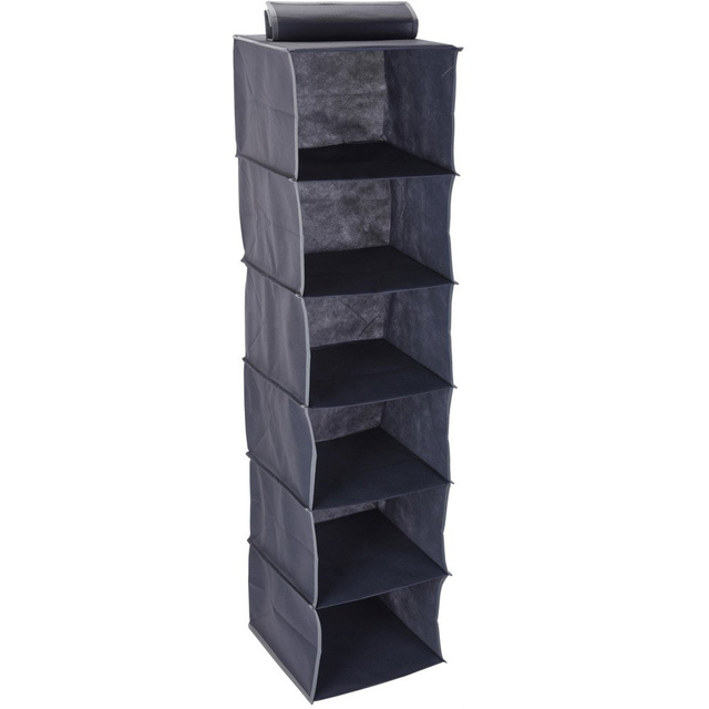Organizator pentru haine si incaltaminte, 6 compartimente, 30x120 cm, Gri