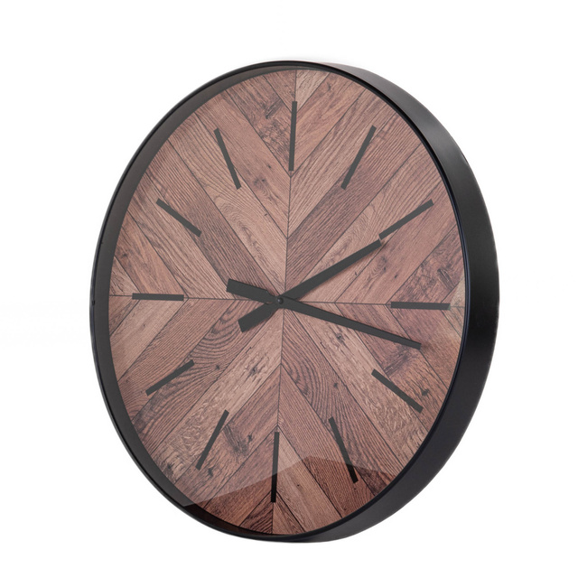 Ceas de perete cu cadran care imită lemnul sub sticlă, Ø 51 cm