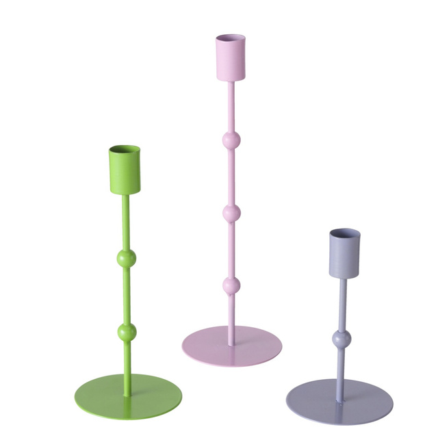 Suporturi de lumanari metalice Kimberly, set 3bucati, culori pastelate