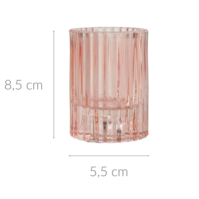 Suport lumanare din sticlă colorată cu nervuri, Ø 5,5 cm