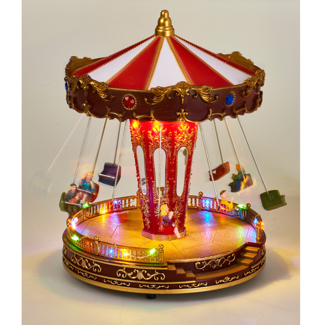 Carusel LED de Crăciun cu muzică și figurine mobile, 21 x 27 cm