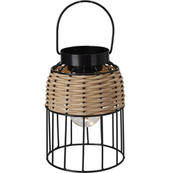 Lampa solara cu decor din rachita si maner larg, Ø 14 x 20 cm