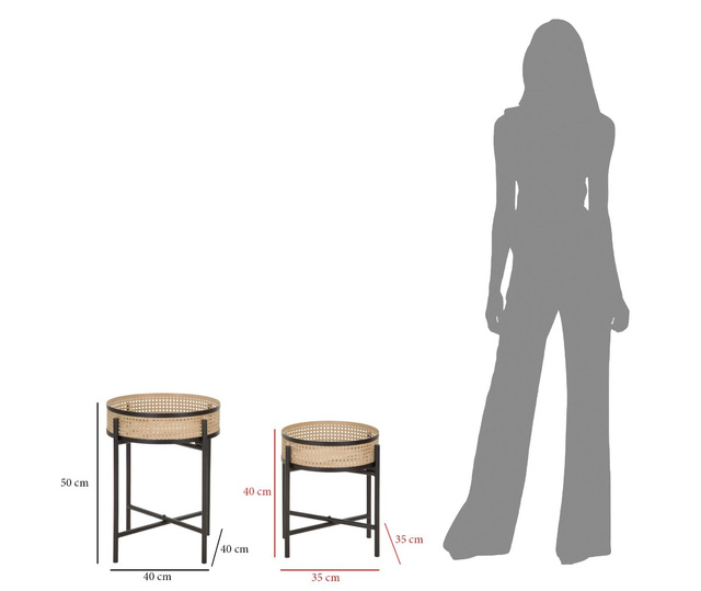 Set de măsuțe de cafea din metal FUJI, model vienez din împletitură