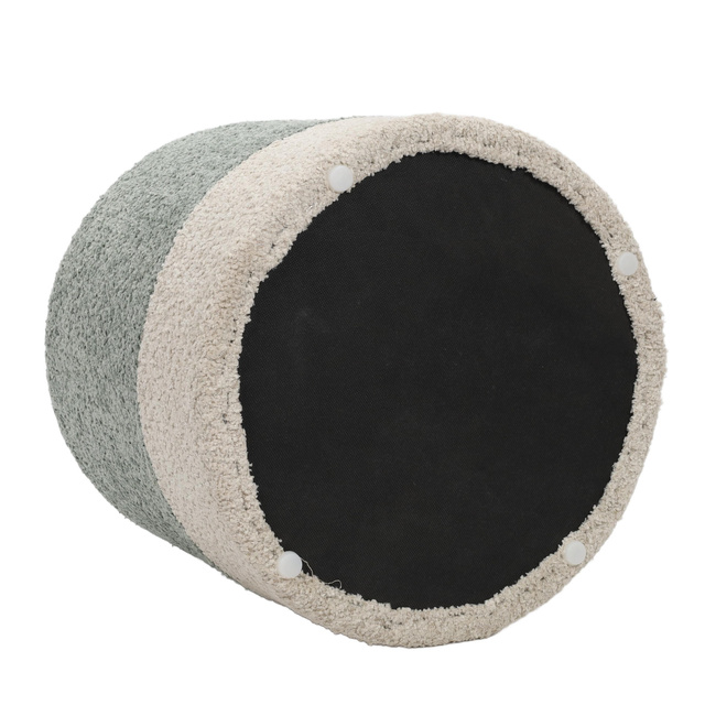 Puf rotund tapițat în două culori boucle, Ø 35 x 34 cm