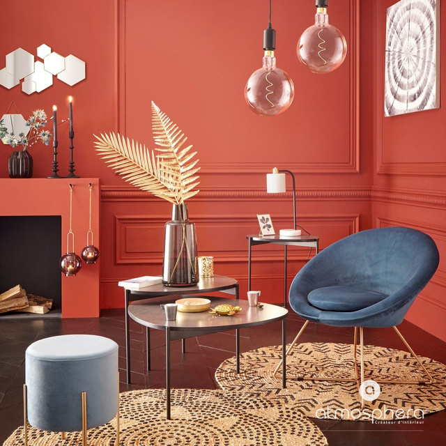 Covor rotund din iută, Ø 120 cm, imprimeu geometric