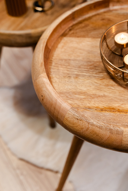 Masuta de cafea Herve, set 2 bucati, lemn de mango