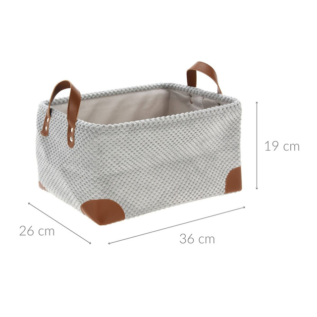 Cos pentru depozitare cu manere, catifea, 36 x 26 x 19 cm