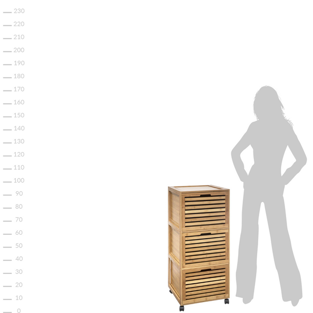 Raft pentru baie BAMBOU cu 3 sertare, 41 x 91 cm, bambus