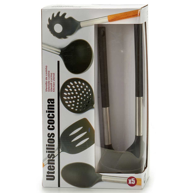 Set 5 ustensile de bucatarie cu maner din otel