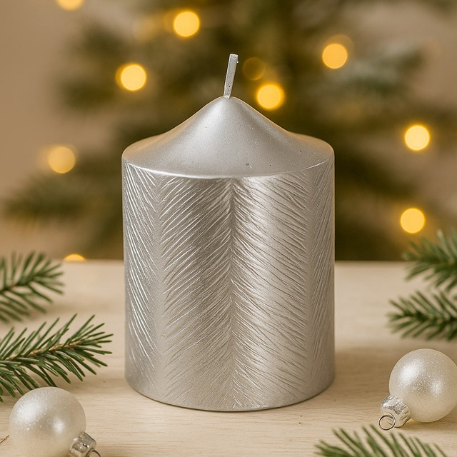 Candelă decorativă cu model metalic, 5 x 6 cm