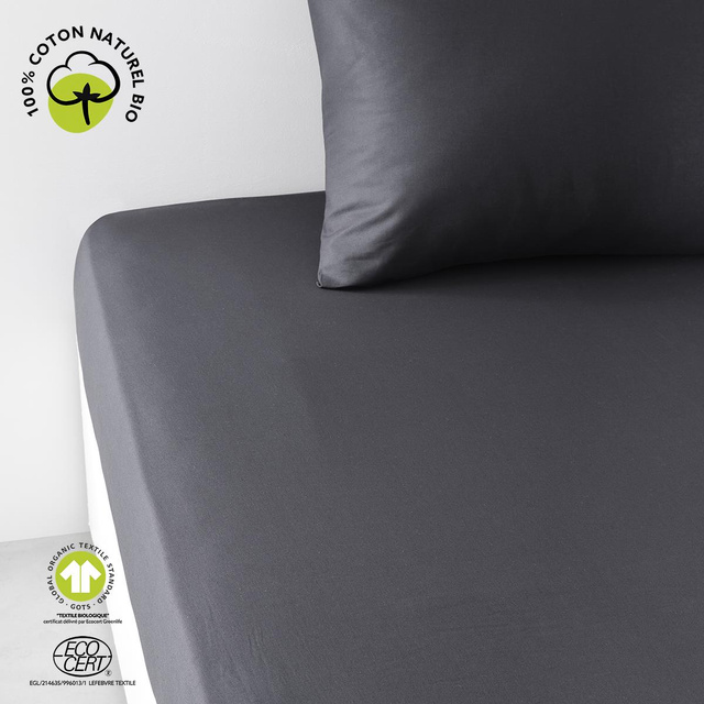 Cearsaf de pat cu elastic Plain, din bumbac, 160 x 200 cm