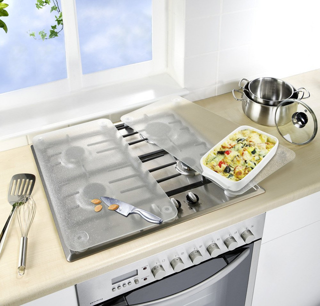 Plăci de protecție din sticlă pentru aragaz - 2 bucăți în set, WENKO, transparente