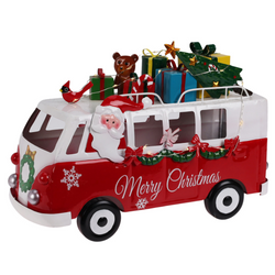 Figurina metalică Autobuz cu cadouri, LED