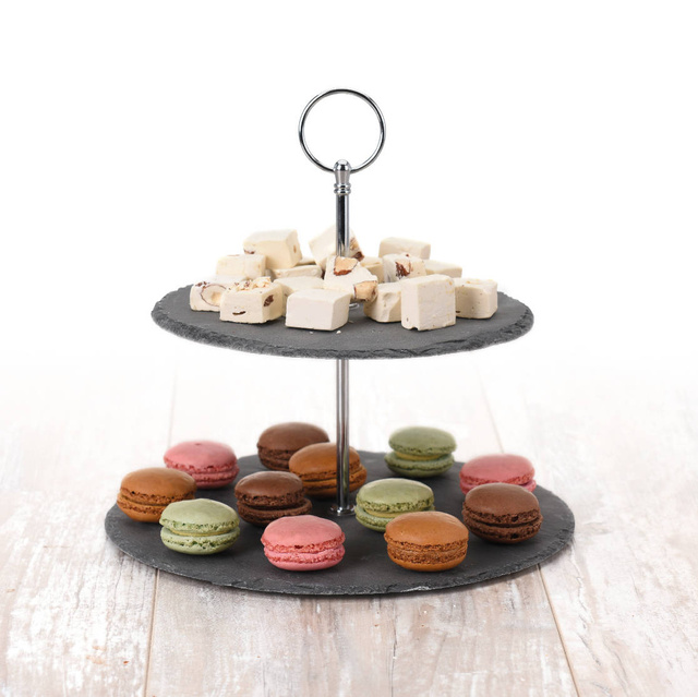 Tavă din piatră pentru prăjituri și gustări, 2 niveluri