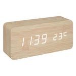 Ceas deşteptător din lemn Gamiel, termometru, alarmă, 15 x 4 x 7 cm