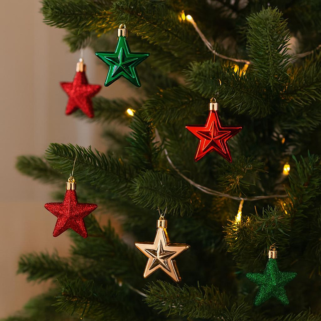 Decoratiuni de Craciun, stele din plastic, 6 buc.