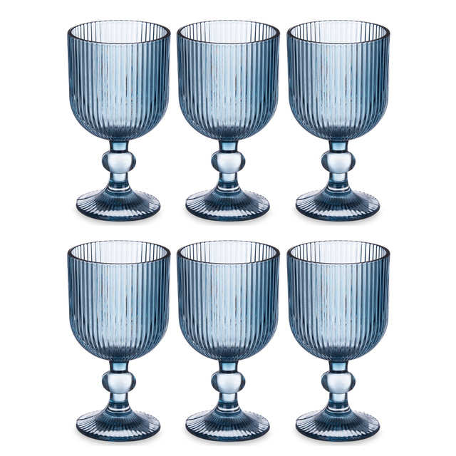 Set pahare pentru apa si vin LINES din sticla canelata, 6 bucati, 370 ml