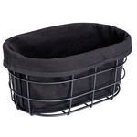 Cos pentru paine, Wenko Bela Black, metal si bumbac, 27 cm x 17 cm x 11.5 cm