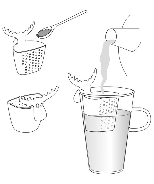 Infuzor de ceai RUDOLF, KOZIOL, albastru organic