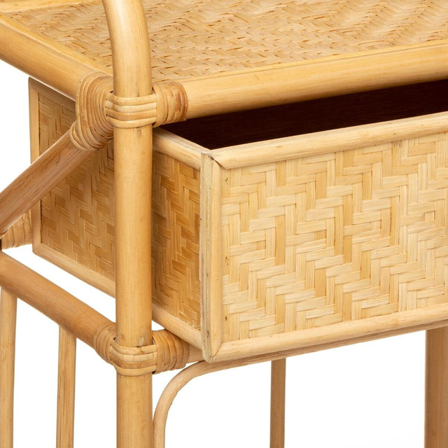 Masa din ratan AONI pentru dormitor, cu sertar si raft