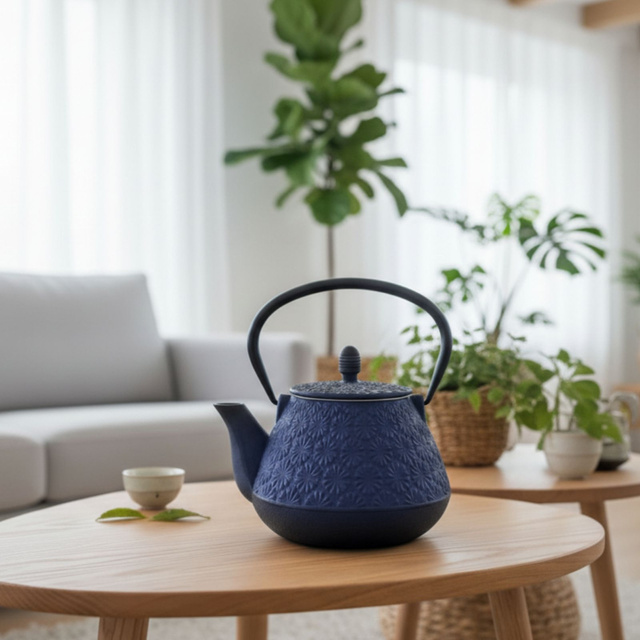 Ceainic din fontă cu infuzor TAKI, 1000 ml, bleumarin