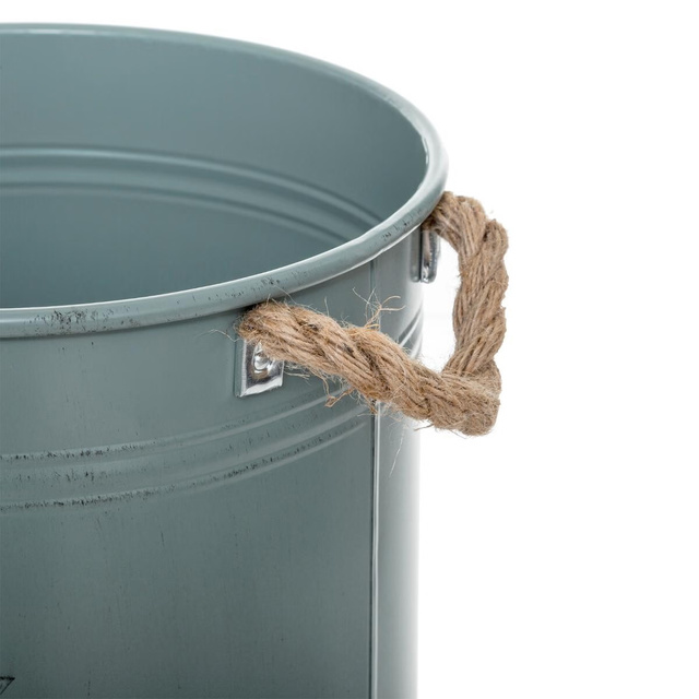 Ghivece metalice cu mânere de sfoară, 3 buc, gri