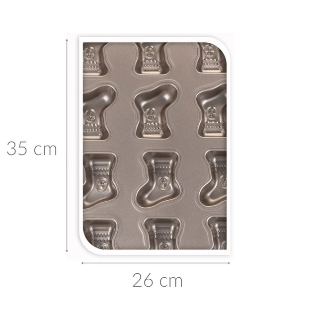 Tava de copt de Craciun, non-stick, in forma de sosete de Craciun, 35 x 26 cm