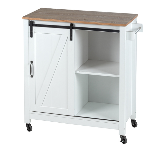 Cărucior de bucătărie LANDHAUS pe roți din lemn de pin și MDF, alb, WENKO