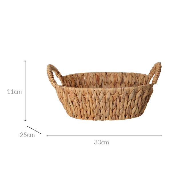 Coș pentru pâine împletit din iarbă de apă BRAID, cu mânere, 30 x 25 cm