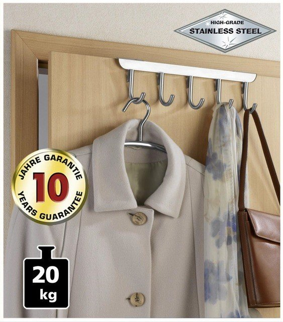 Suport pentru ușă MASSIVO - 5 cârlige incluse, WENKO