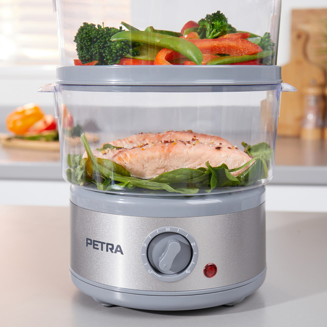 Aparat de gătit cu aburi cu 3 niveluri PETRA, 500 W, 7,5 l