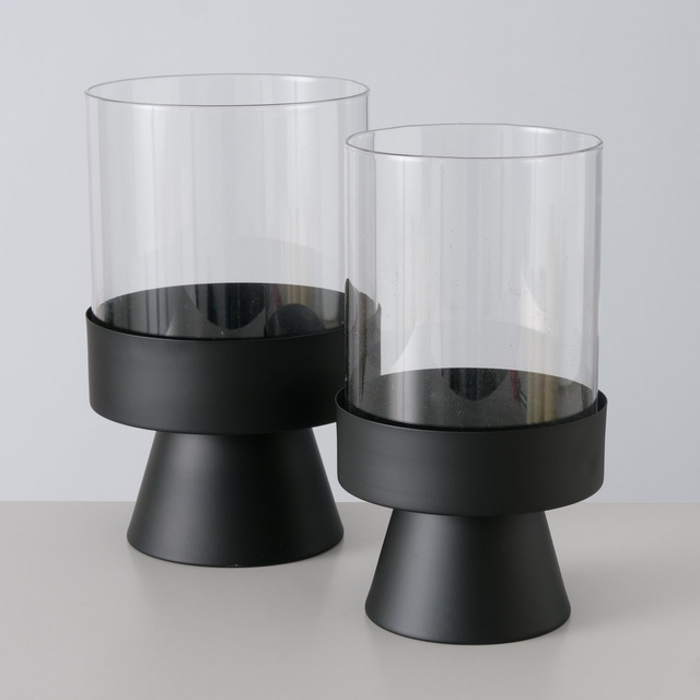 Set 2 sfeșnice moderne Pallas, negru