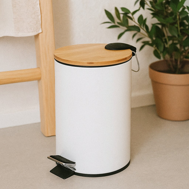 Coș de baie ZETRU, 3 l, cu capac din bambus