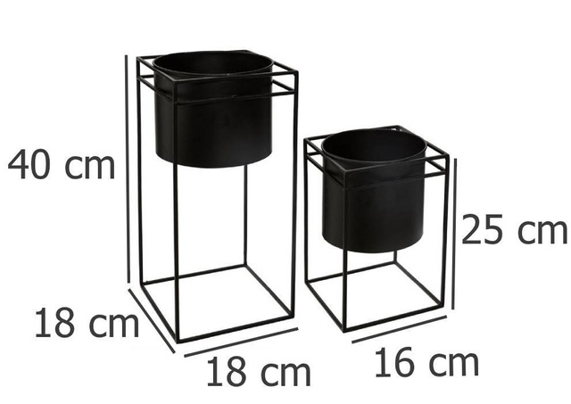 Set suport pentru flori modern din metal, 2 bucăți, negru