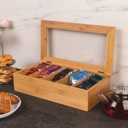 Cutie pentru ceai 5 compartimente , 36x20x9 cm, Maro, Kesper