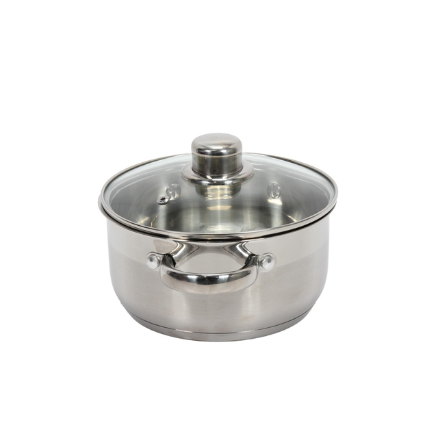 Oală din oțel cu capac din sticlă, 2 l