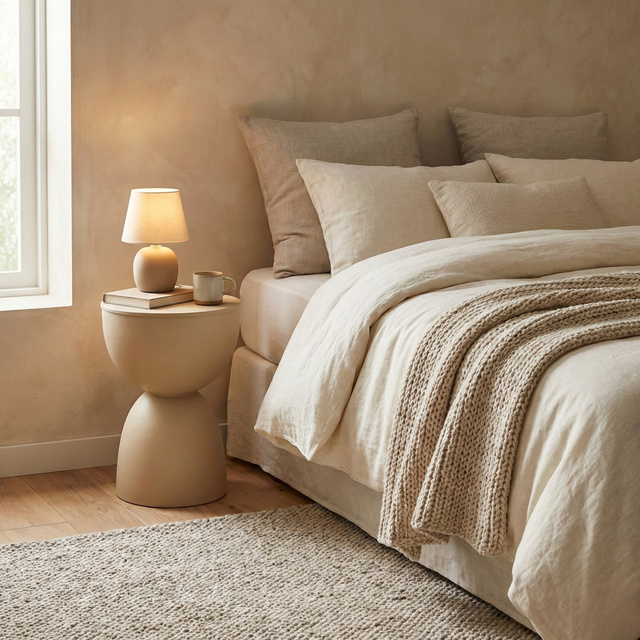 Meseu metalic auxiliar DUNE de culoare nisipoasă, 45,5 cm