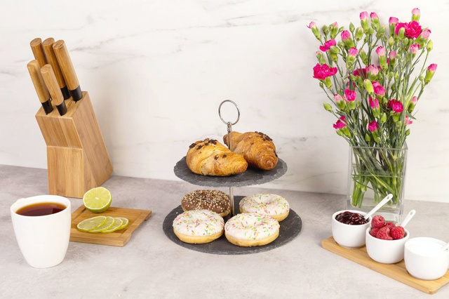 Tavă din piatră pentru prăjituri și gustări, 2 niveluri