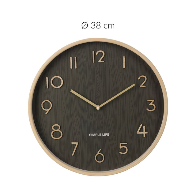 Ceas de perete aspect lemn, 38 x 5 cm