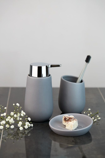 Pahar ceramic pentru periuțe de dinți BADI, gri, Wenko