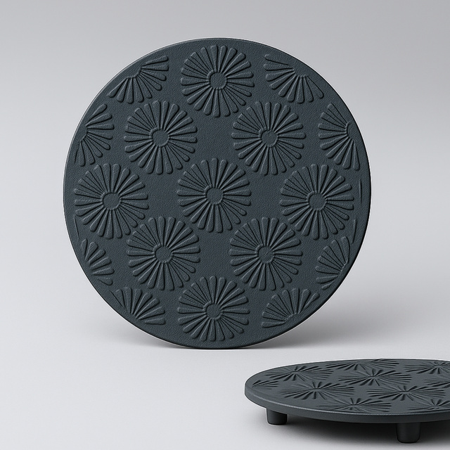 Căldare din fontă cu cești și suport KOGA, 1200 ml, negru