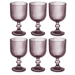 Set pahare pentru apa si vin LINES din sticla canelata, 6 bucati, 370 ml