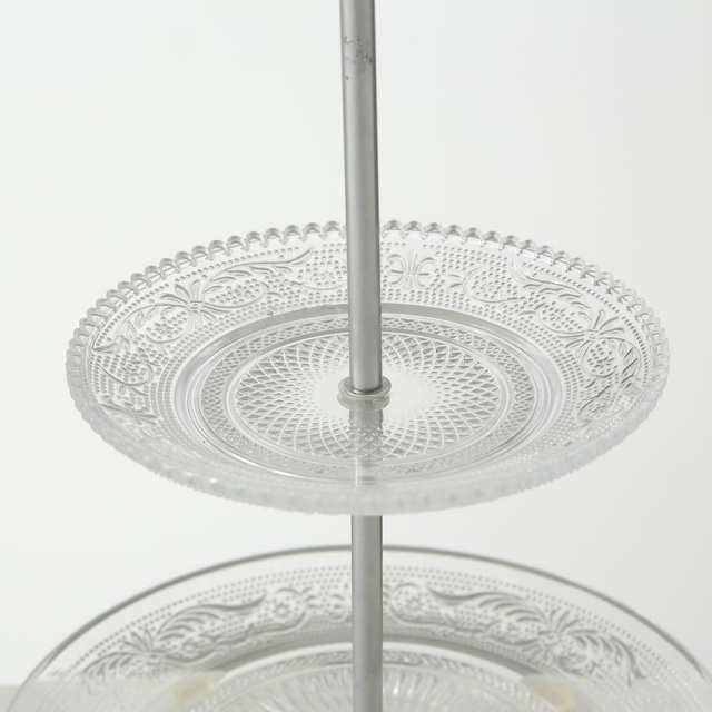 Placă de sticlă pe picior decorat, RELIEF, Ø 25 cm