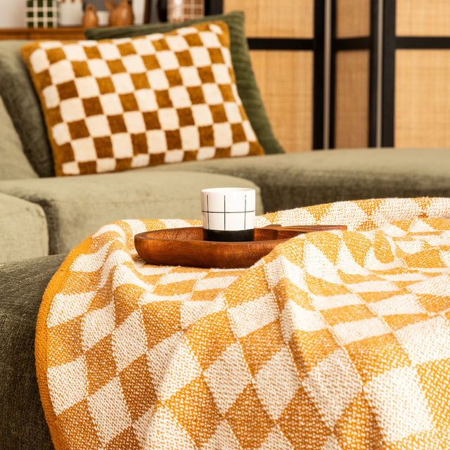 Pătură tricotată cu carouri Coral 130 x 180 cm