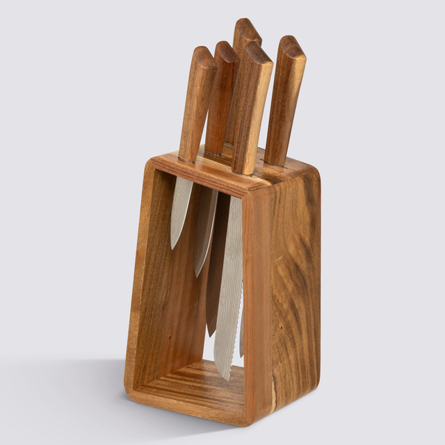 Set de cuțite HARMONY, suport din lemn + 5 cuțite, 6 elemente