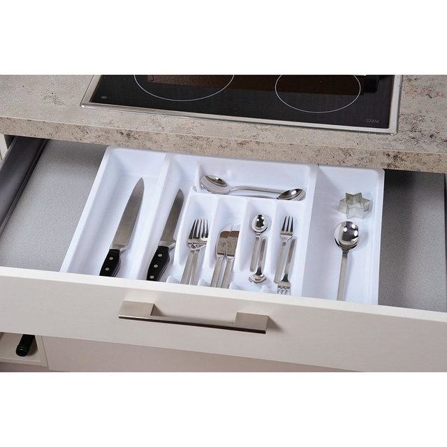 Container extensibil pentru tacâmuri, inserție pentru sertar, 29 - 47 x 38 x 6,5 cm, ZELLER, alb