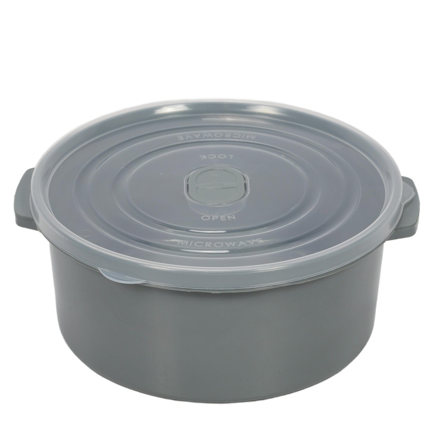 Containere pentru alimente pentru microunde, rotunde, 3 dimensiuni diferite, gri