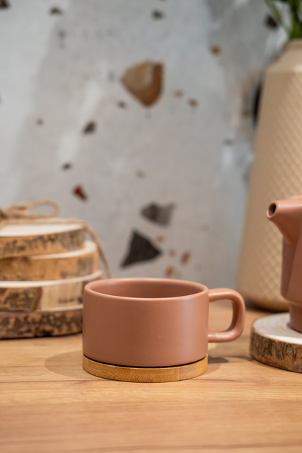 Ceainic cu cană, NATURAL, 800 ml, culoarea teracota