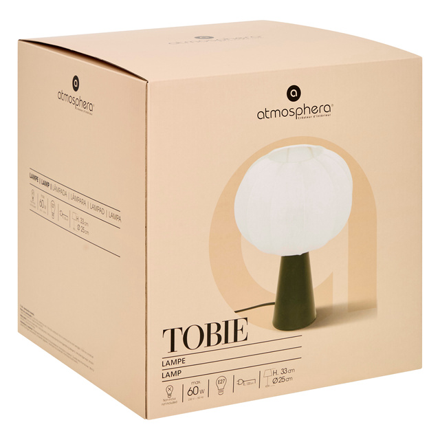 Veioză TOBIE cu abajur din bumbac, Ø 25 cm